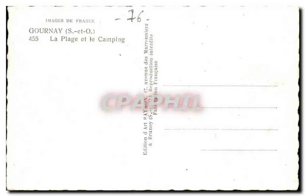 Gournay (S.-et-O.) — A Praia e o Camping — Edição Art Raymony - Verso