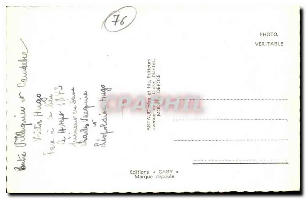 Caudebec-en-Caux — Vista geral, Igreja de Nossa Senhora, O Bac, Logis de 'Barre-y-va' — Edições Artaud pai e filho, Nantes - Verso