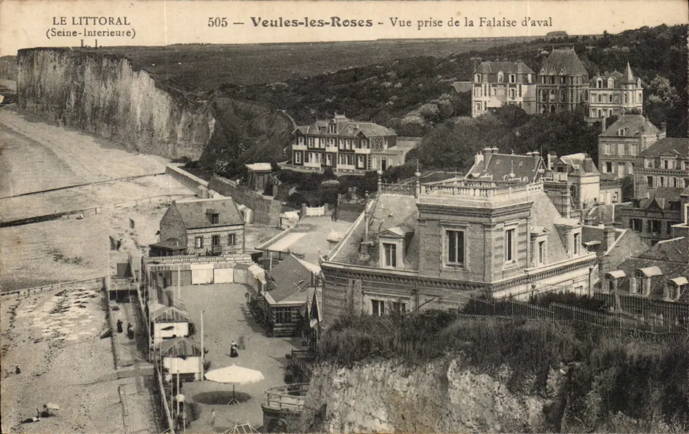 Veules-les-Roses — Ansicht vom unteren Felsen — DER KÜSTENSTREIF (Seine-Inférieure) — Nr. 505 - Vorderseite