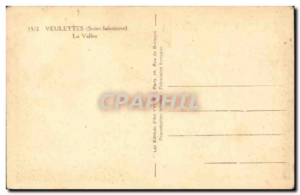 Veulettes (Seine-Inférieure) — O Vale — Edições de Arte Yvon, Paris - Verso