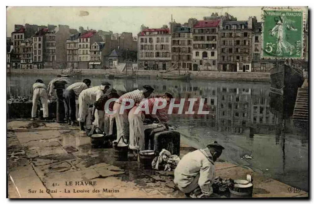 Le Havre — Sur le Quai - La Lessive des Marins — Éditeur E.D. - Recto