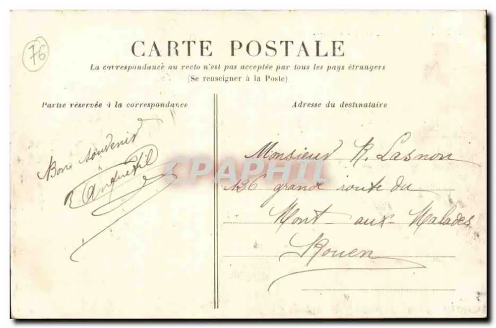 Rouen - Ponte Boieldieu — vista com trem e barco — E. D. editor - Verso