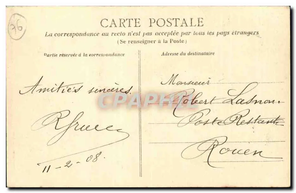 Der Transbordeur-Brücke in Rouen — Federzeichnung, Verlag A. Goulon, Serie A.38 - Rückseite