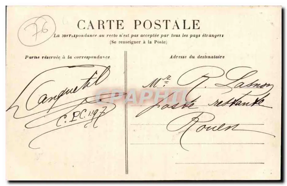 Rouen - Place de la Pucelle — Verlag C. D. N° 325 - Rückseite
