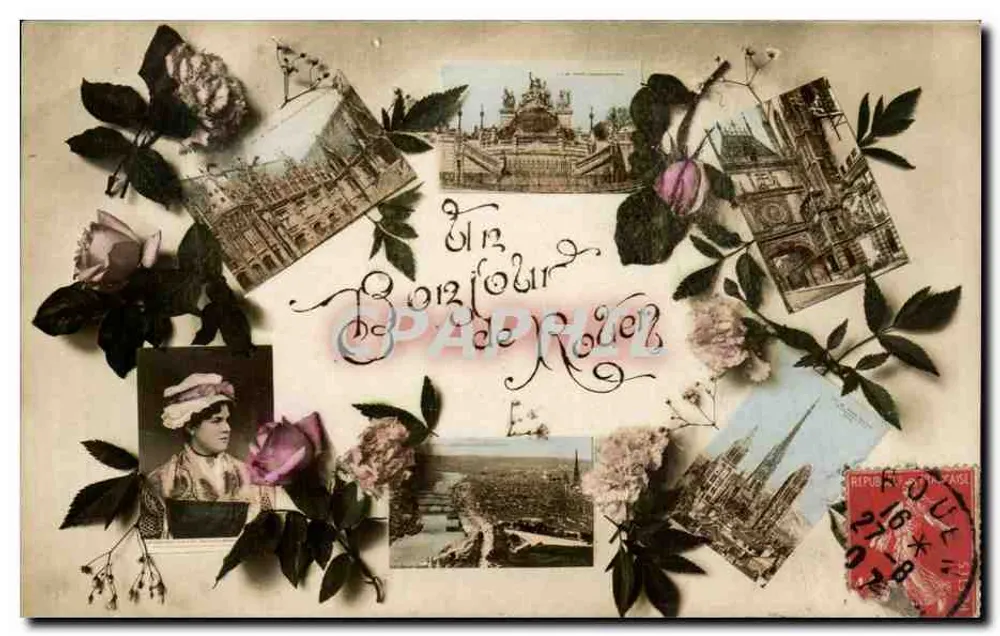 Bloemencollage met uitzicht op Parijs — Universele Postale Unie - Voorkant