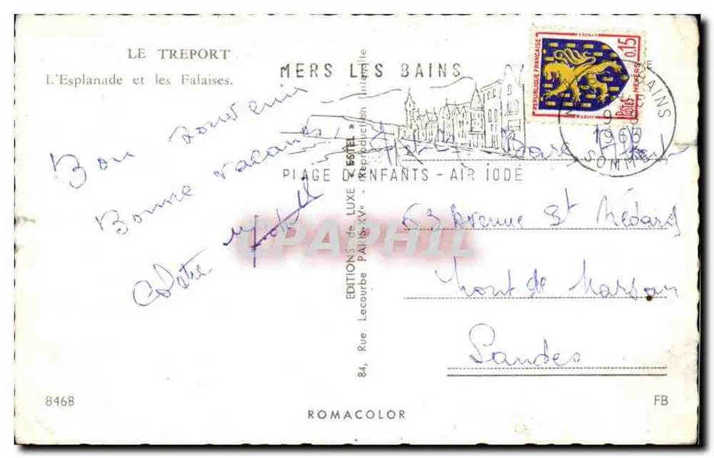 Le Tréport — A Esplanada e as Falésias — Edições Lecourbe Paris - Verso