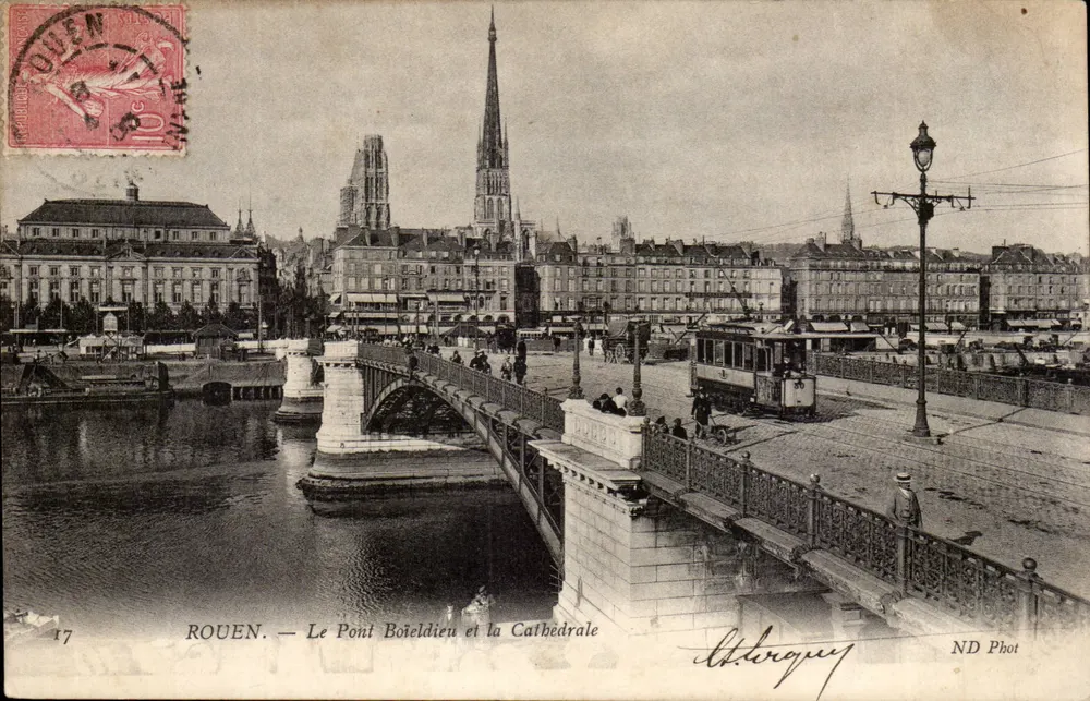 Rouen — O Ponte Boieldieu e a Catedral — ND Phot - Frente