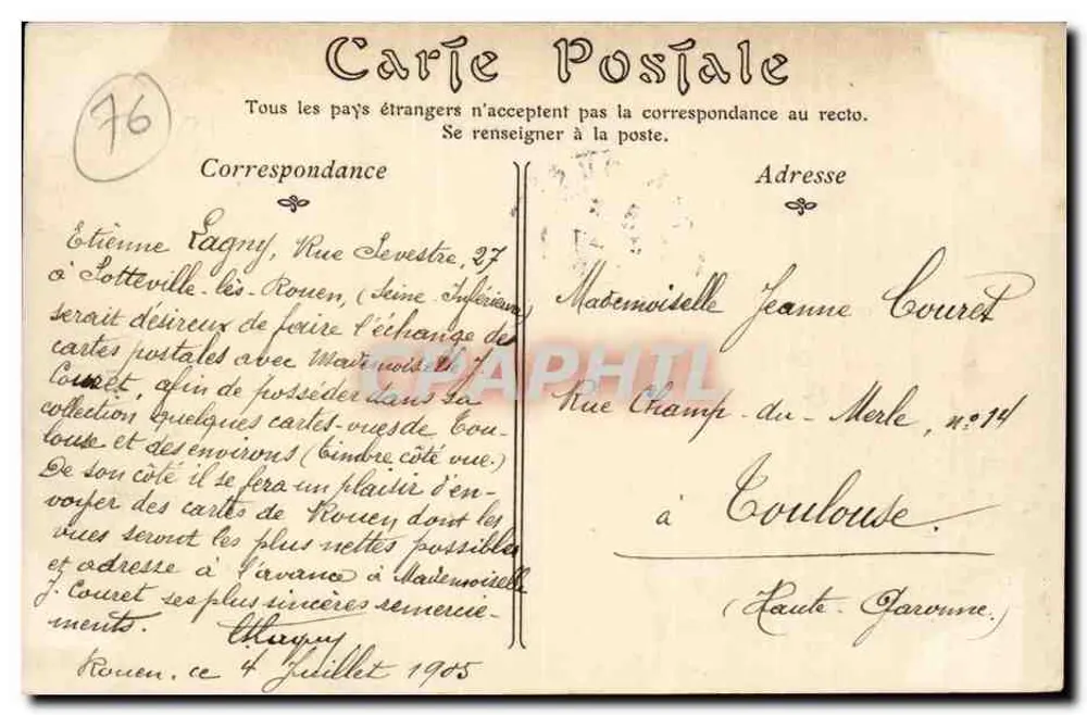 Rouen — O Ponte Boieldieu e a Catedral — ND Phot - Verso