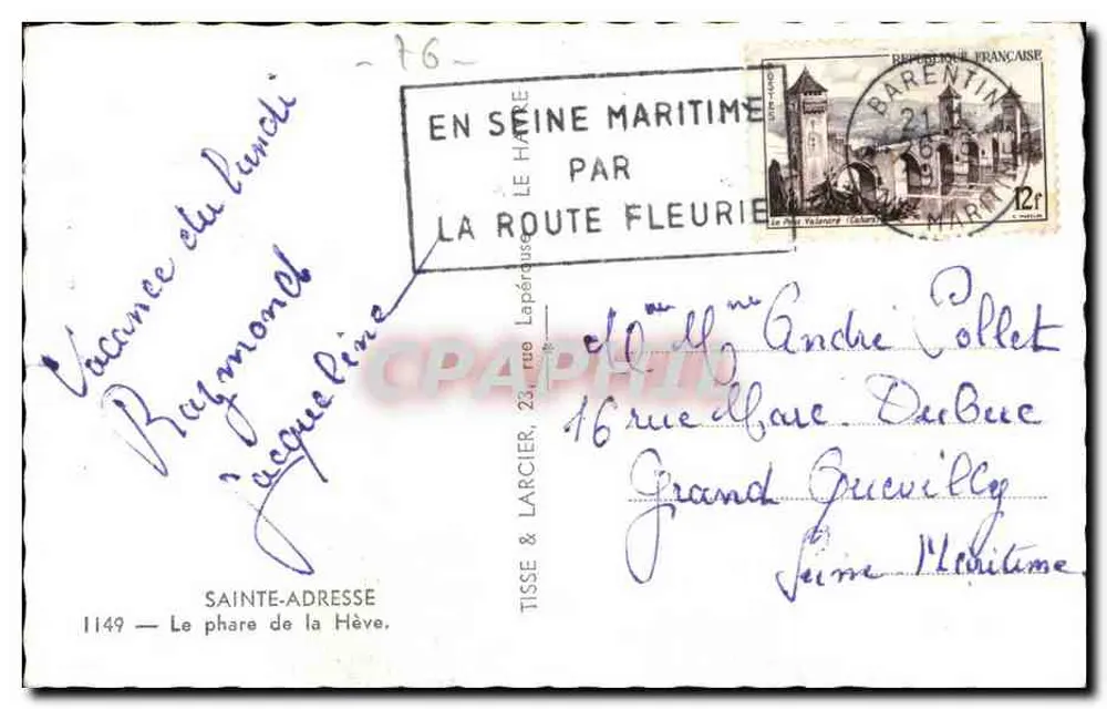 O farol da Hève — Sainte-Adresse — Tito - Verso