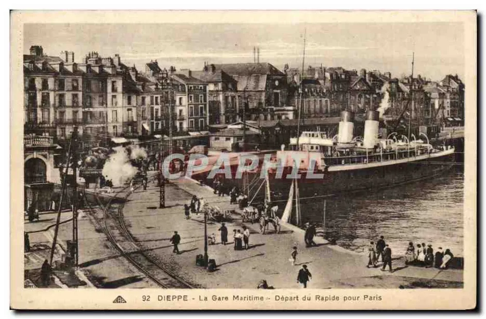 Dieppe — Die Seebahnhof — Abfahrt des Express nach Paris - Vorderseite