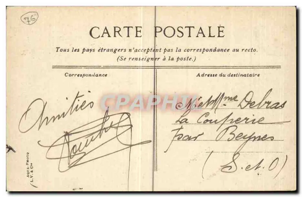 Dieppe - Falésias e villas. — J. Dieppe — editor e número de série não legíveis. - Verso