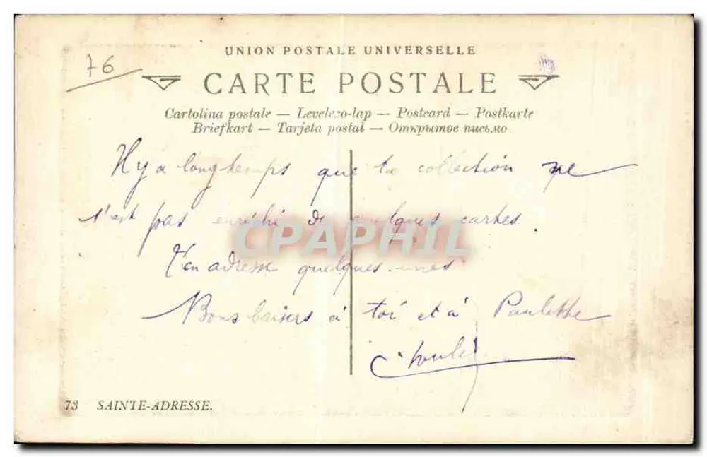 Sainte-Adresse — O Pão de Açúcar — editor L.L. - Verso