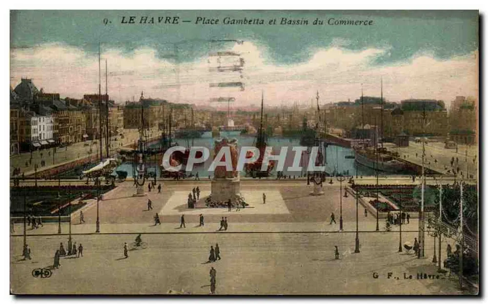 Le Havre — Place Gambetta und Bassin du Commerce — G. F., Le Havre - Vorderseite