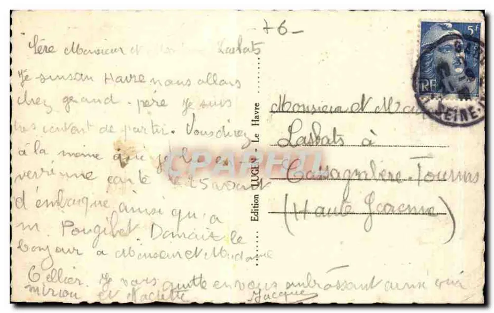 Le Havre — Die Nordmole an einem stürmischen Tag — C. M., Le Havre - Rückseite