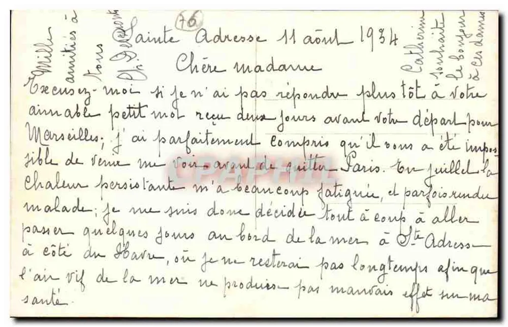 Le Havre - La Hève, die Klippe und der Strand — C.M., Le Havre, n°21 - Rückseite
