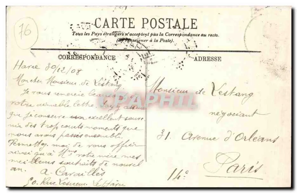 Sainte-Adresse — Os Faróis da Hève — LL. — Editor LL, n° 63 - Verso