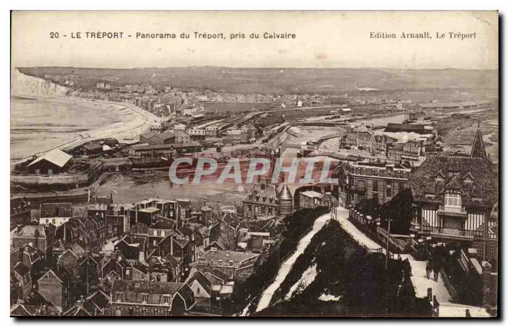 Le Tréport - Panorama von Le Tréport, aufgenommen vom Calvaire — Edition Arnault, Le Tréport - Vorderseite