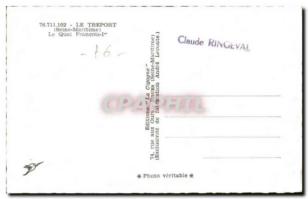 Le Tréport — Ansicht des Hafens und der Straße — La Cigogne - Rückseite