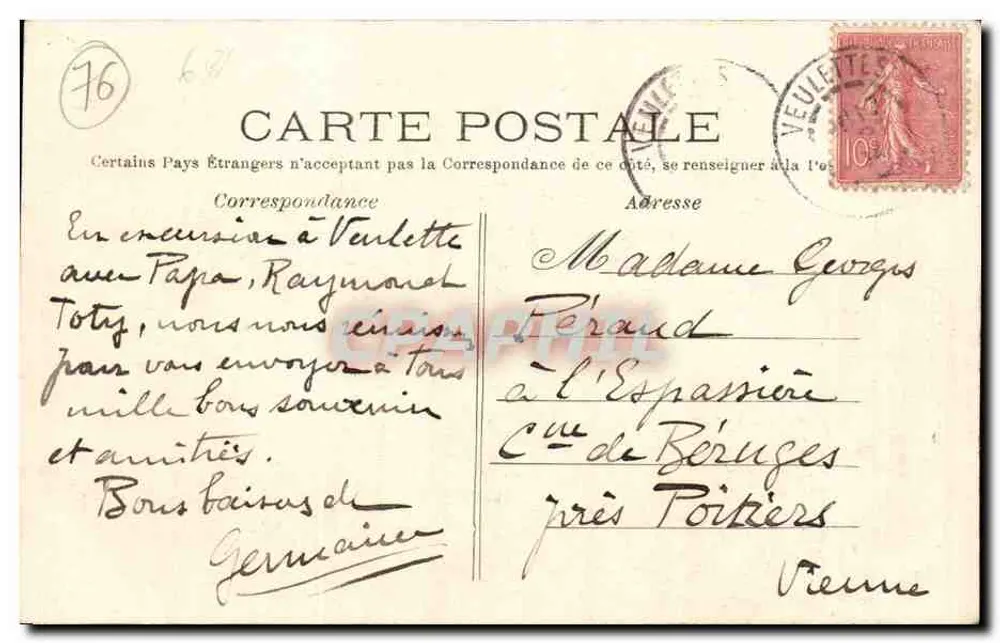 Veulettes-sur-Mer — O Village — Edição Veuve Ed. Beauvalle - Verso