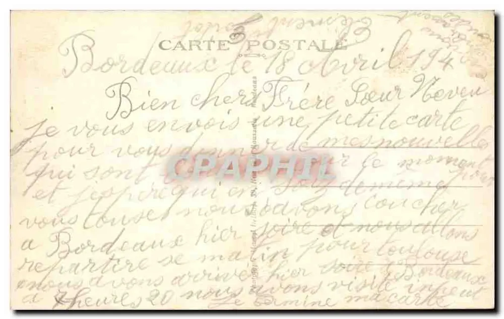 Bordeaux — A Prefeitura — M.D. — Editor M.D. n° 410 - Verso