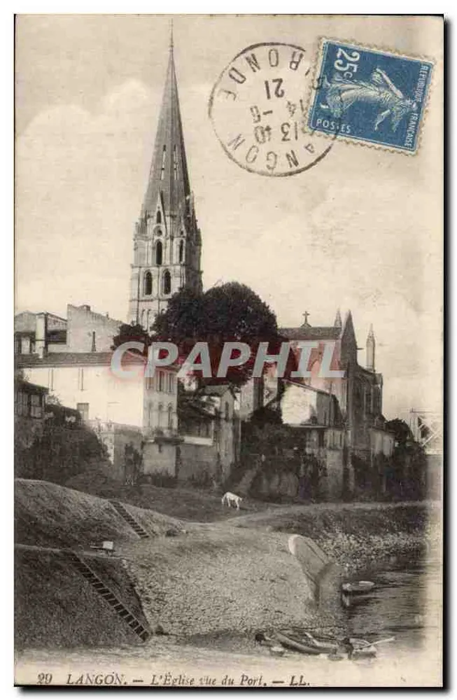 Langon — La Chiesa vista dal Porto — LL. — n°20 - Recto
