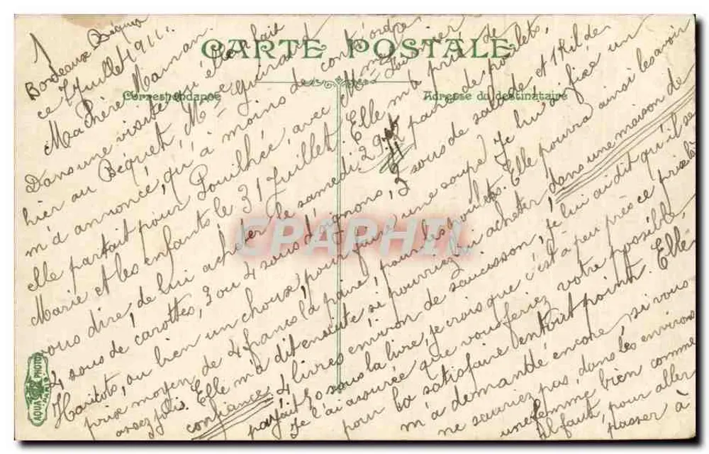 Bordeaux. Palácio Gallien (As Ruínas) — vista das ruínas romanas — editor L. Vyg, n°4 - Verso