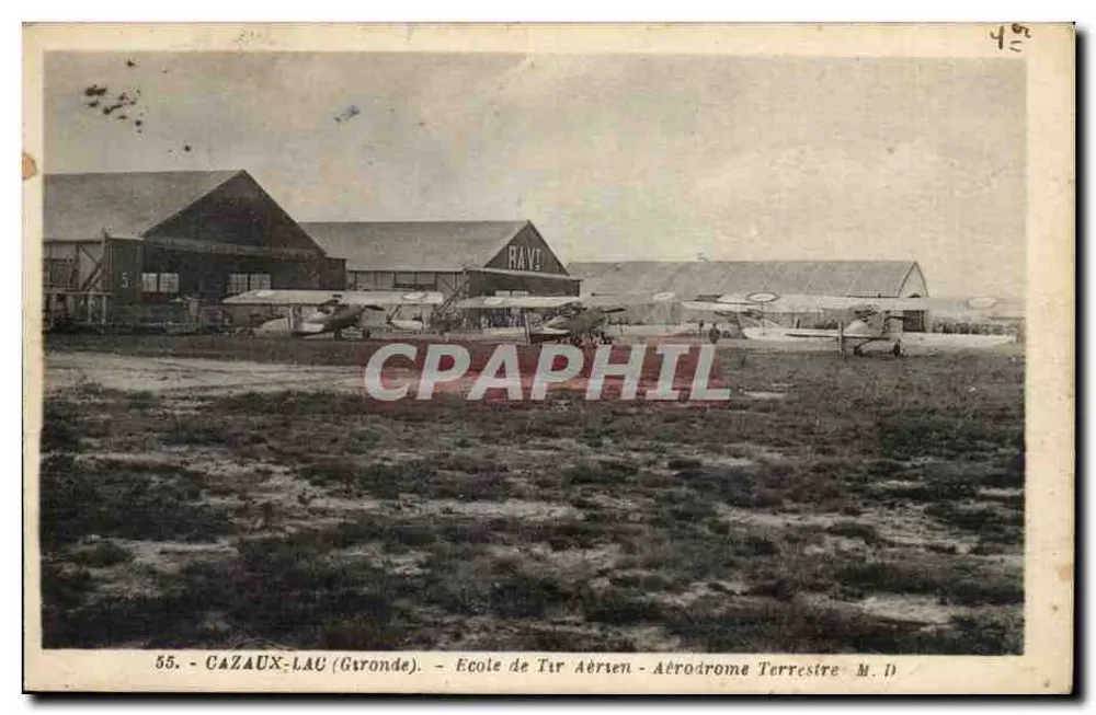 Cazaux-Lac (Gironde) — Schule für Luftschuss - Landflugplatz M.D. — Phototypie Marcel Litzbop, Cazaux-Lac - Vorderseite