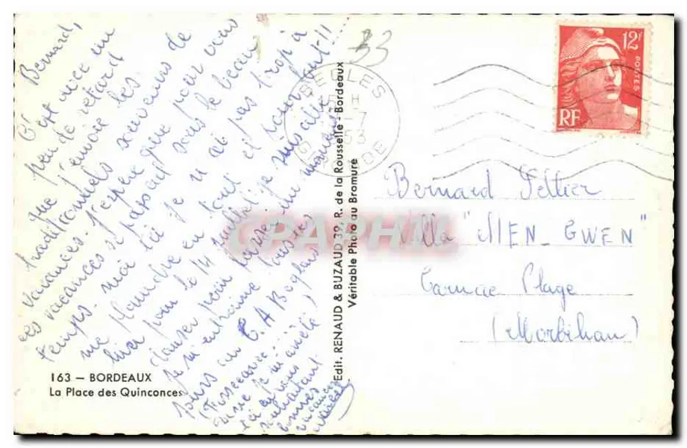 Place des Quinconces — Monument aux morts — Delbory - Verso