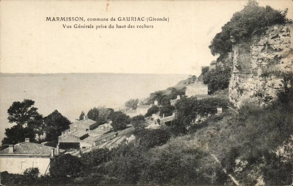 Marmisson, Gemeinde Gauriac (Gironde) — Allgemeine Ansicht vom Gipfel der Felsen — Verlag: Éd. L. Bieys - Vorderseite
