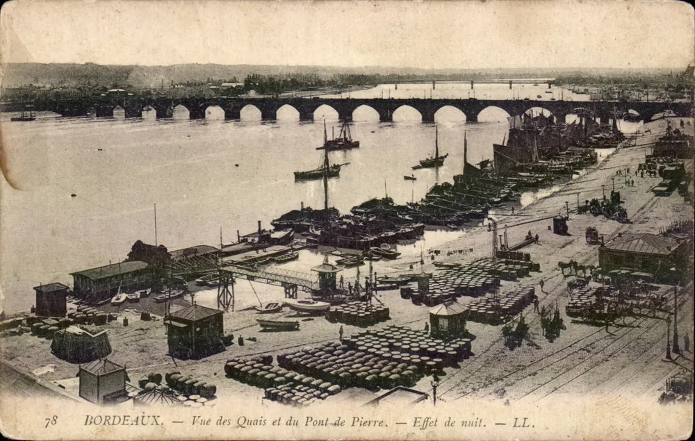 Bordeaux — Ansicht der Ufer und des Pierre-Brücke — Nacht-Effekt — LL. — n°78 - Vorderseite