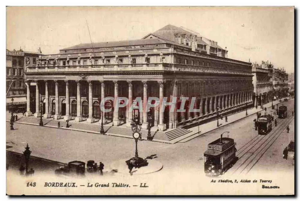 Bordeaux — O Grande Teatro — LL. — Ao Khédive, 2, Avenida de Touray — Salson. - Frente