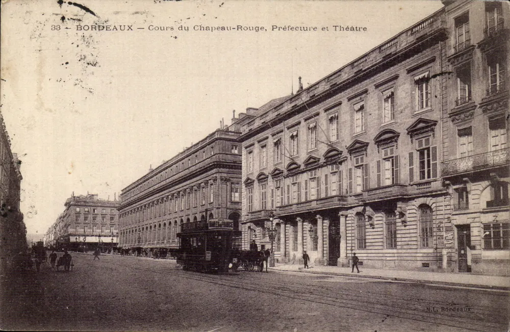 Bordeaux — Cours du Chapeau-Rouge, Präfektur und Theater — N.L. Bordeaux, Nr. 33 - Vorderseite