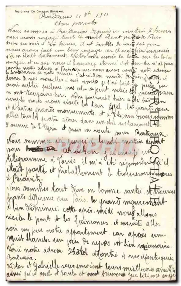Bordeaux — Palácio de Ville — C. B. - Verso