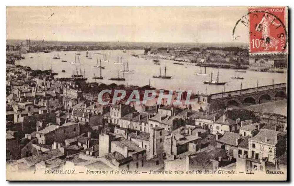 Bordeaux — Panorama e la Gironde — LL. SELECTA - Recto