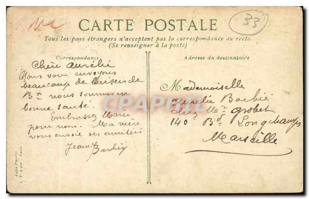 Bordeaux - Palácio Gallien (As Ruínas) — editor L. Vigny, n°14 - Verso