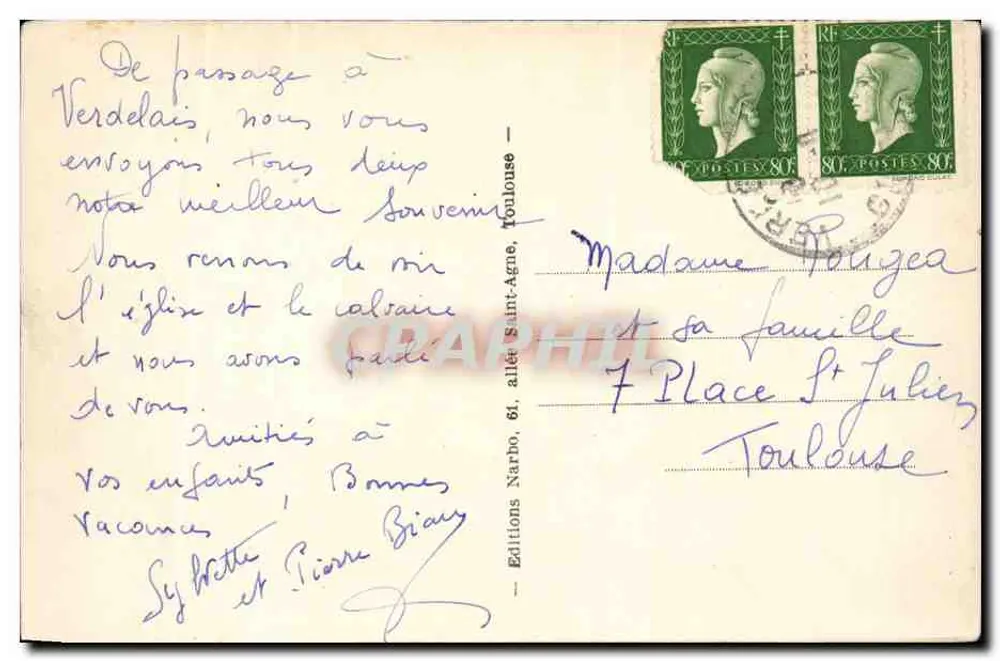 Verdelais (Gironde) — De Allées — Uitgever Narbo, n° 132 - Achterkant