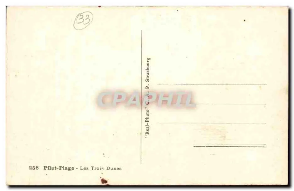 As Três Dunas — Pilat-Plage — editor P. Strasbourg - Verso