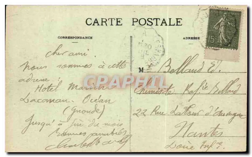 Lacanau-Océan — Vista do horizonte diante da praia — Marcel Delbouy, fototipia, Bordeaux - Verso