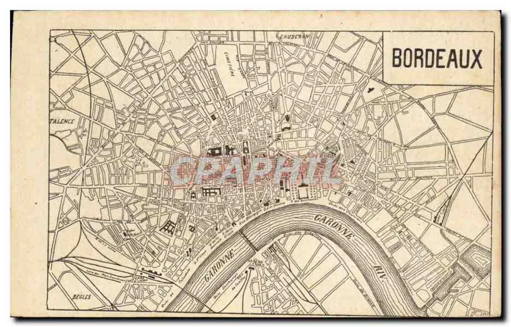 Bordeaux — szczegółowa mapa z opisem historycznym - Awers