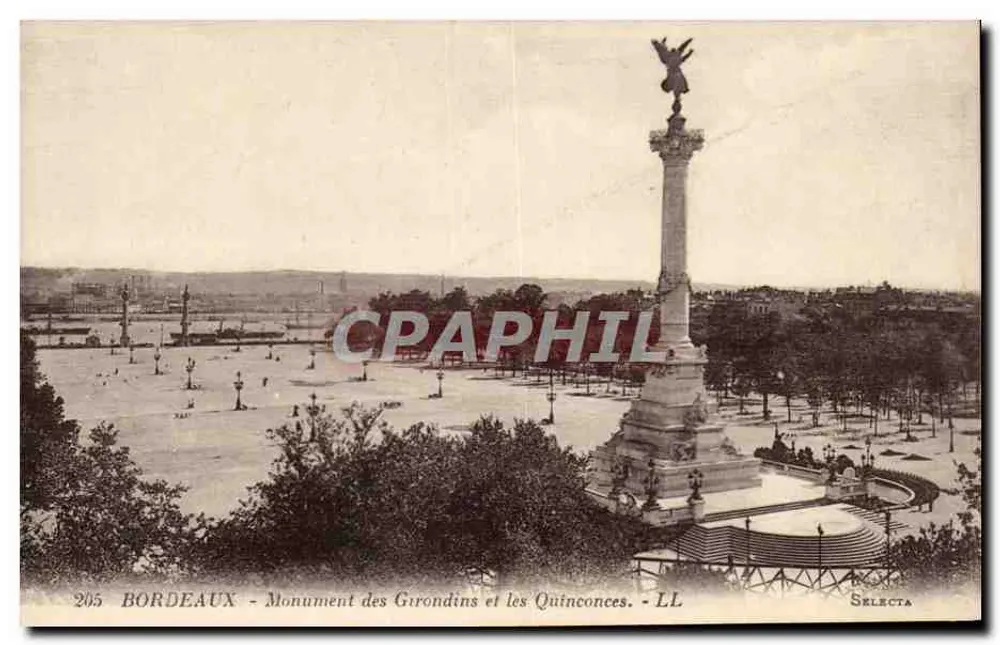 Bordeaux - Denkmal der Girondinen und die Quinconces - Selecta - n°205 - Vorderseite