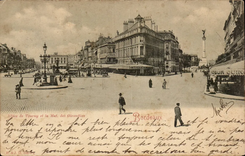 Allées de Tourny und der Mont des Girondins — Bordeaux — R.&J.D. 10476 - Vorderseite