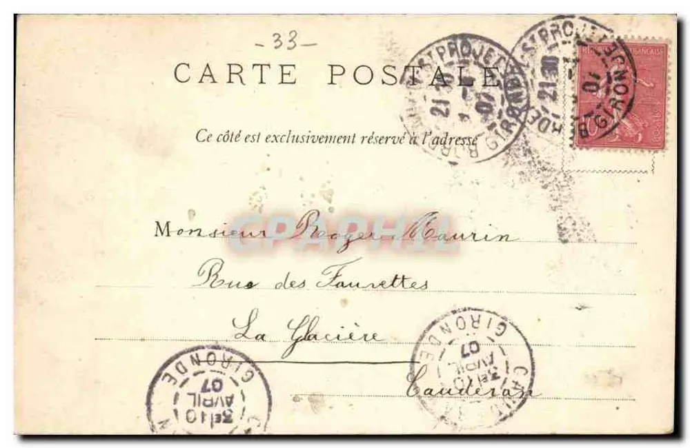Bordeaux — Torre Pey-Berland — Coleção M.A. - Verso