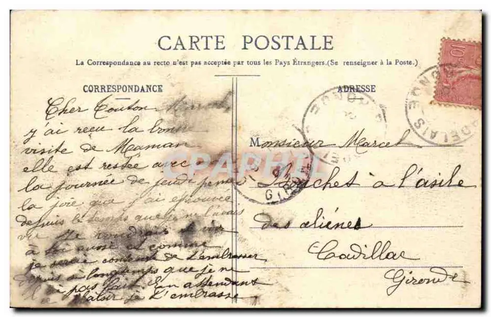 Verdelais (Gironde) — Fälle der Garonnelle am Luc — Henry Guillier, rue Founoueve, n°4513 - Rückseite
