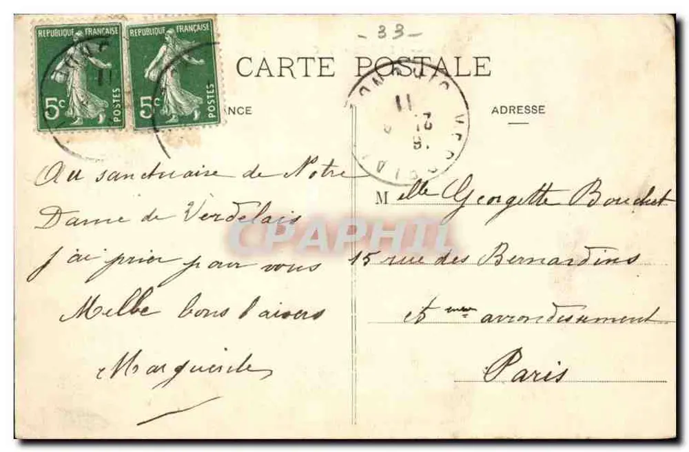 Verdelais (Gironde) — Vista panoramica — Bromotipo Gautreau, Edizione Gironde - Verso