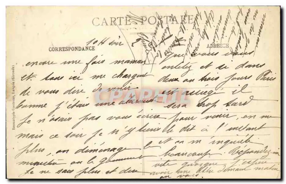 Cadillac-sur-Garonne (Gironde) — Ehemaliger Schlossbau des 16. Jahrhunderts, umgewandelt in eine Schule für junge Mädchen — Edition O. Bartolemo - Rückseite