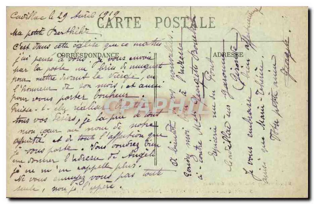 Cadillac-sur-Garonne — Innenansicht der Kirche Saint-Martin — Marcel Delboy, Phototypie, Bordeaux - Rückseite