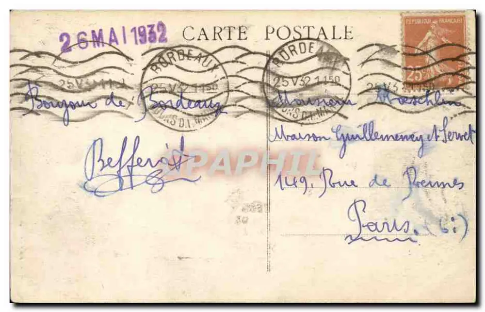 Bordeaux — Hotel de Ville — Editora: Photo-Comaure - Verso