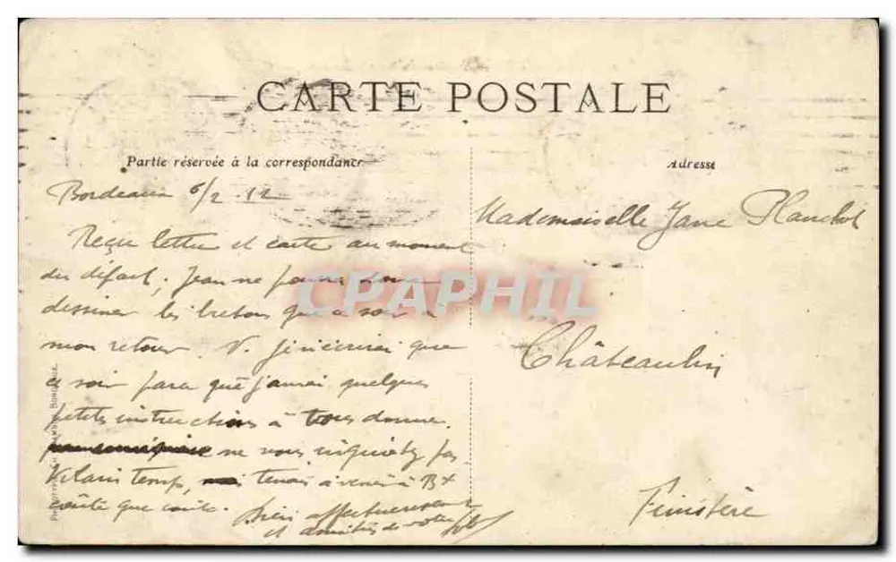 Bordeaux — Esplanada dos Quinconces — C. B. - Verso