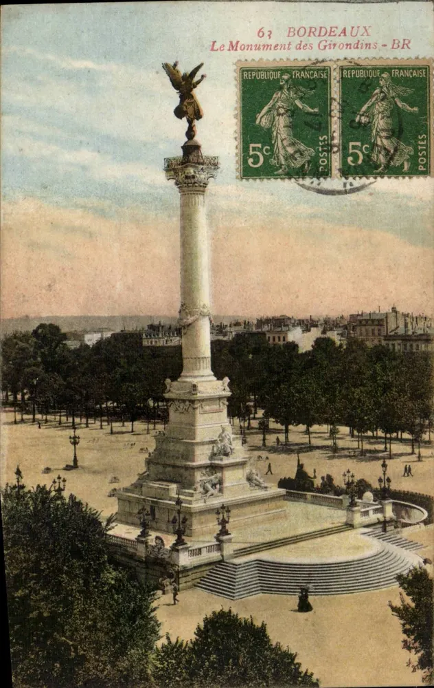 Bordeaux — O Monumento dos Girondinos — Mme Ferté, Editora, n°61 - Frente