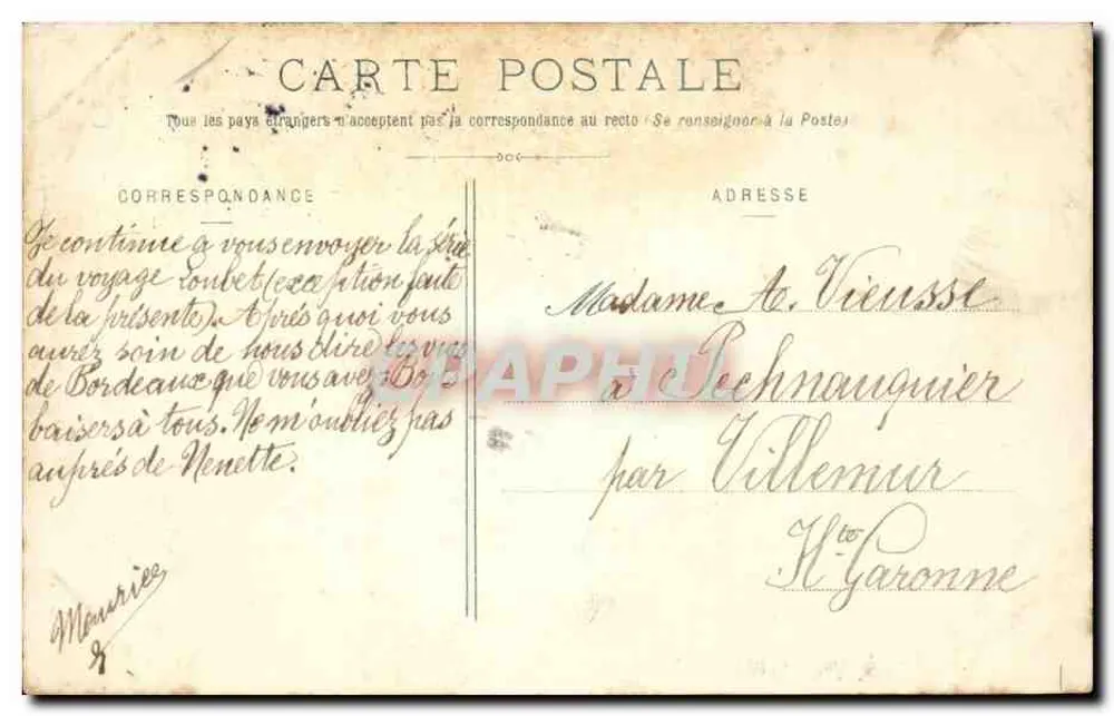 Bordeaux - A Rue do Lycée — editor B. R. n° 279 - Verso